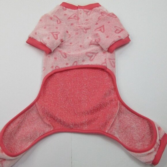 Furever Friends Dog‎ Pajamas Pink Heart Print Fleece Warm Soft Comfortable - Picture 2 of 7